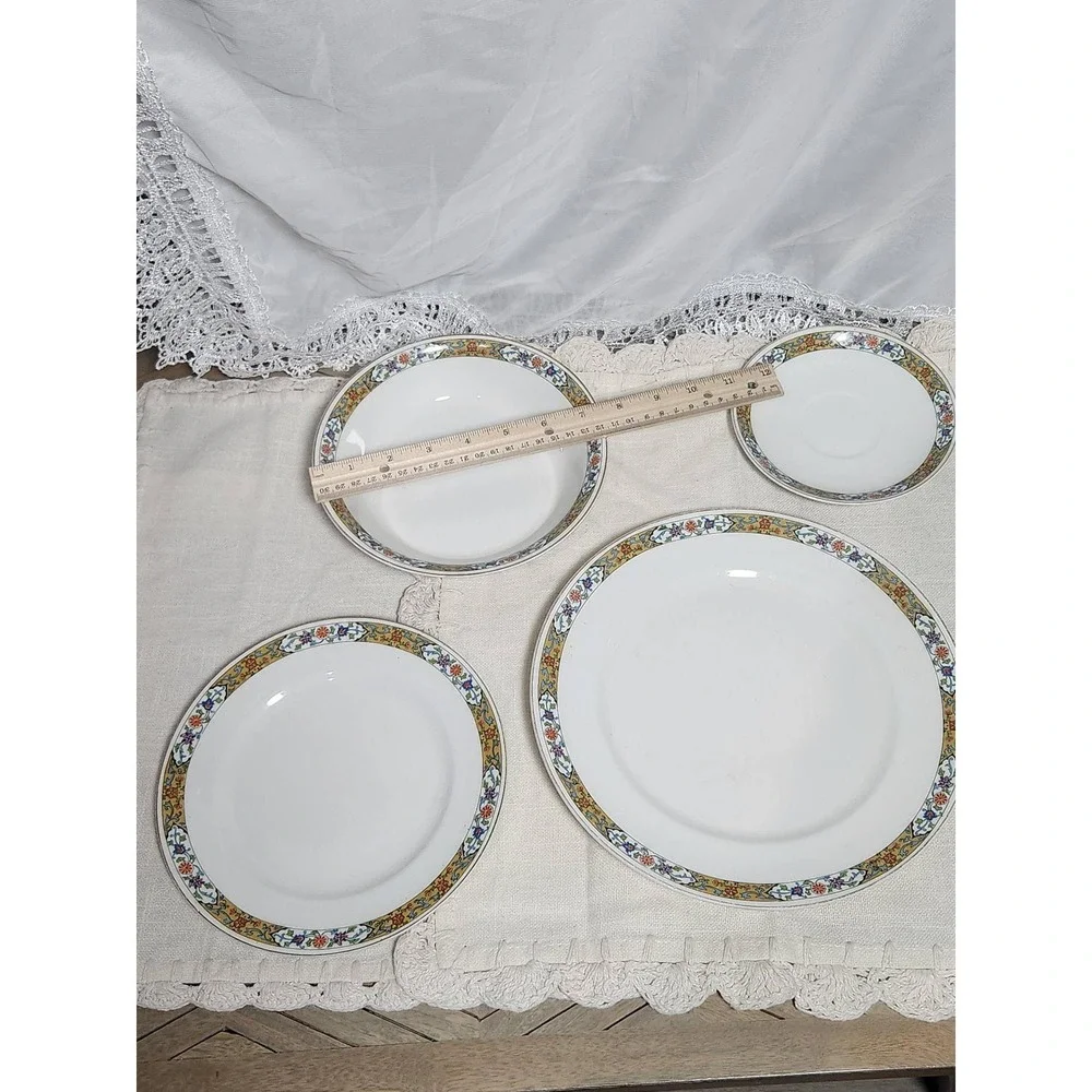 Alfred Meakin England Ironstone China Set 14pc Floral Border Dinnerware Antique